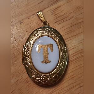 Gold and White Locket Pendant